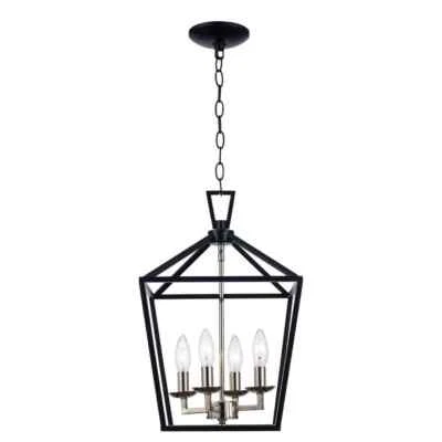 Bel Air Lighting Lacey 4-Light Black and Chrome Pendant Light Fixture - Image 1 of 4