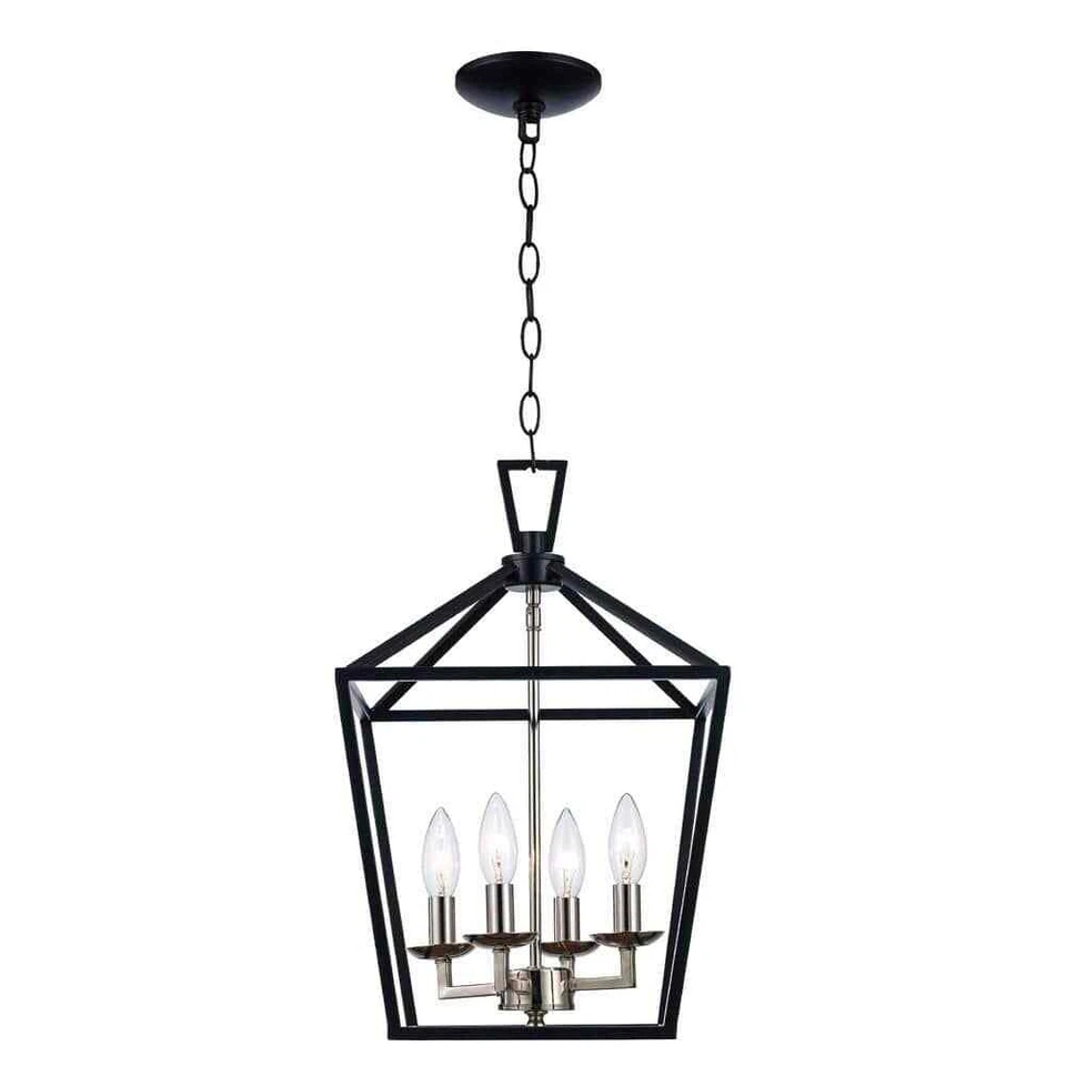 Bel Air Lighting Lacey 4-Light Black and Chrome Pendant Light Fixture - Image 1 of 4
