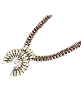 Ivory Naja Copper Pearl Squash Blossom Necklace and Earrings - Image 1 of 4