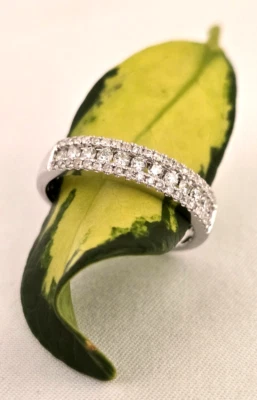 14K aprox. Anillo de diamantes de 1 quilate para mujer banda pavé de oro blanco talla 7  Foto 1 de 4