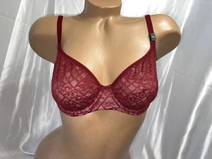 Victorias Secret Bra Body By Victoria Unlined Demi 34B Burgundy - Picture 1 of 2