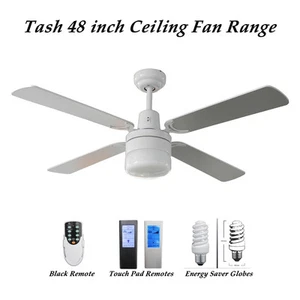 Tash 48 inch 4 Blade Ceiling Fan with Light in White Finish with Options - Picture 1 of 6