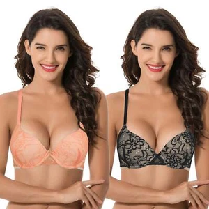 Women's Plus Size Perfect Shape Add 1 Cup Push Up Underwire Lace Bras - Picture 1 of 7