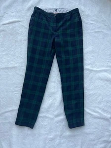 VTG Brooks Brothers 100% Wool Tartan Plaid Green Blue Pants Womens Size 4 Y2K - Picture 1 of 8