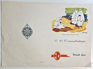 Vintage 1926 TransAtlantic French Line Paquebot DE GRASSE Menu, Unfolded - Picture 1 of 2