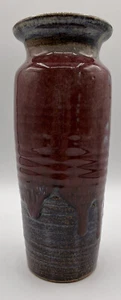 Vintage Julia Sutter Art Pottery Stoneware Vase, Drip Glaze, Hand Thrown, 1990 - Picture 1 of 9