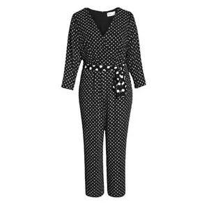 Nuevo con etiquetas Mono Eliza J Lunares Crepé Negro/Blanco 14W - Imagen 1 de 5