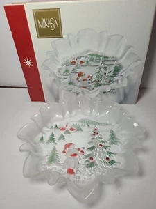 Mikasa Christmas Holiday Landscape 9.5" Bon Bon Plate Dish Germany - Picture 1 of 8
