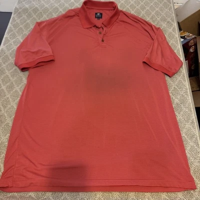 Pebble Beach Mens Polo Shirt XXL Orange White Stripe Golf Tennis Dadcore   Basic - Image 1 of 4