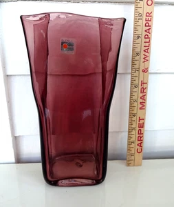 Blenko Glas Papiertüten Stil Vase Amethyst 10" Top Zustand - Bild 1 von 3