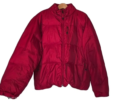 Vintage GAP Red Puffer Down Jacket Size Men L Fleece Lining Stowaway Hood Y2K - Image 1 of 4