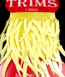 Sequin/Bead Trim 914mm Yellow Comet Dance Costume Stage Decorating  - Picture 1 of 2