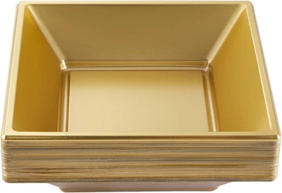 N9R 50 Count Gold Square Plastic Serving Bowls, 12 Oz Disposable 12 OZ,  - Image 1 of 4