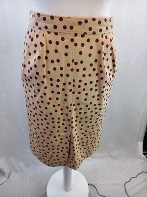 Dolce & Gabbana Beige Burgundy Polka Dot Pencil Skirt Stretchy Size 12/14 VGC De - Image 1 of 4