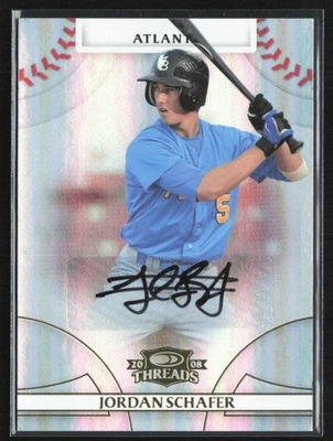 Jordan Schafer 2008 Donruss Threads Signatures Gold Auto /275 #53 Atlanta Braves - Image 1 of 2