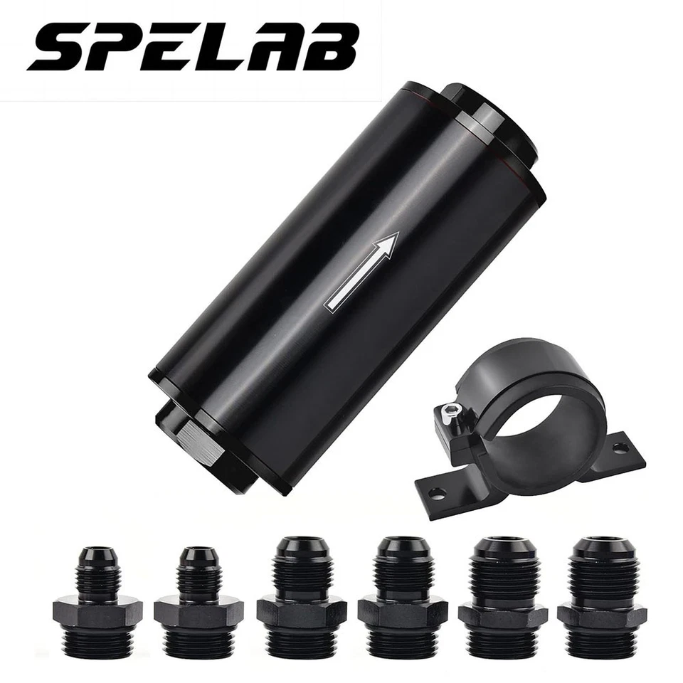 Evil Energy Inline 100 Micron Fuel Filter 6an 8an 10an Adapter Universal 50mm