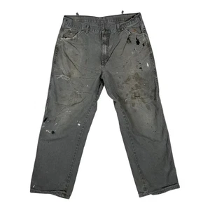 Vintage Dickies Carpenter Hose grau Größe 34x30 Distress Thrash Stain - Bild 1 von 14