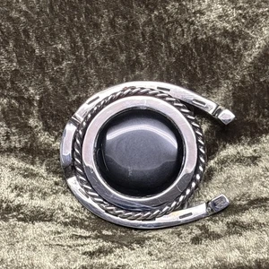 Estilo Vintage Western Negro Piedra de Ónix Tono Plata Hebilla de Cinturón 2.5x3 Herradura - Imagen 1 de 16