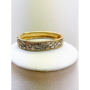 S.A.L. Swarovski Kristall Armreif goldfarben mit Scharnier und facettierten Vintage - Bild 1 von 12