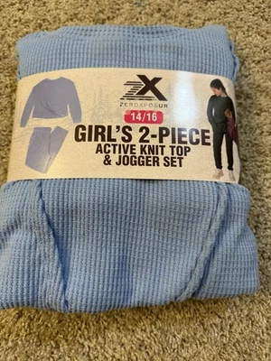 ZEROXPOSUR светло-синий девочек 2 изделия активный вязаный верхний бегун комплект размер 14/16 новый с Ярлыками - Изображение 1 из 4
