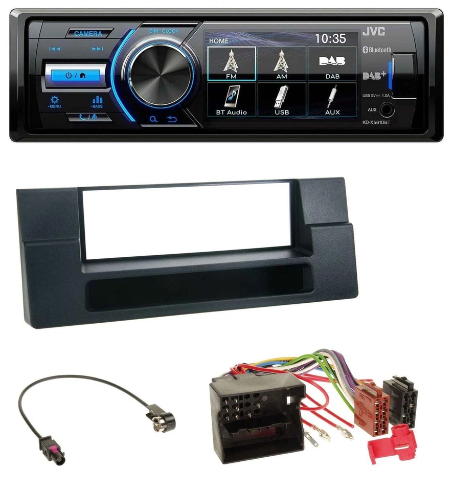JVC Bluetooth MP3 USB DAB Autoradio für BMW X5 E53 5er E39 Quadlock Ablagefach - Bild 1 von 4