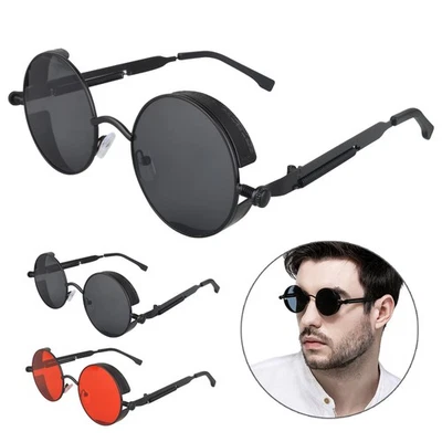NUEVO Retro Redondo Polarizado Gafas de Sol Hombres Mujeres Vintage Gótico Steampunk Gafas~ Foto 1 de 4