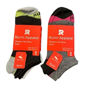 NWT Women's No Show Socks 6 Pairs Sock Size 9-11 / Shoe Size 5-11 Multicolor - Picture 1 of 7