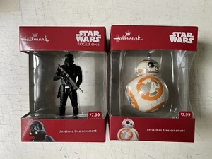 Lot of 2 NIB Hallmark Star Wars Ornaments BB-8 Rogue One Death Trooper - Picture 1 of 6