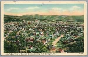 Postkarte Covington VA Vogelperspektive Rosedale Abschnitt Blick nach Osten verschickt 1942 - Bild 1 von 2