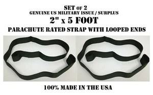 SET BESTEHEND AUS 2 GURTEN NYLON 2" X 5' OD GRÜN GESCHLUNGEN EXTRAKTIONSGESCHIRR ABSEILEN LADUNG - Bild 1 von 11