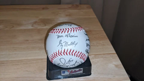 Early 1990s Atlanta Braves Team Facsimile Signed Stadium Baseball Cover