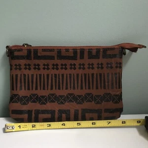 Ecote Clutch Bag Boho Aztec Geometric - Southwestern Purse Makeup Carrier Brown - Picture 1 of 12