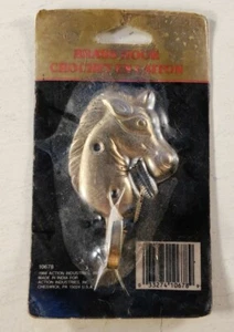 Vintage (1988) Brass Horse Head Utility / Coat/ Hat Hook w/Screws 3.75" Unopened - Picture 1 of 6