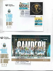 #75312 ARGENTINA 2023 FOOTBALL SOCCER CHAMPION WORLD CUP QATAR  3 FDC SEE SCANS - Picture 1 of 2