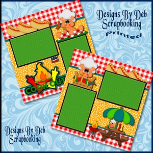 COOKOUT SUMMER BBQ Premade Scrapbook Pages Paper Piecing printed layout DBDS - Picture 1 of 3