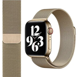 Oryginalny Apple Watch Milanese Loop Silver 45mm Stal nierdzewna Złoty pasek - Zdjęcie 1 z 3