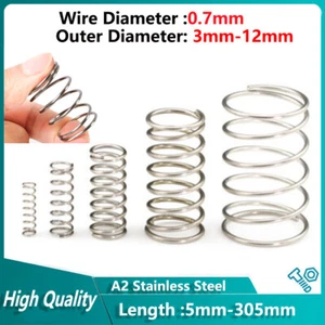 0.7mm Wire Dia Compression Spring A2 Stainless Pressure Small Spring Replacement - Picture 1 of 12