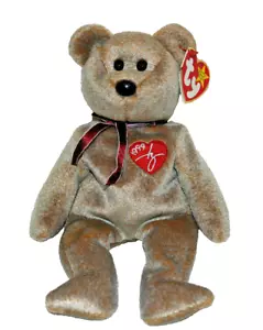 ""oso de la firma"" 1999 color bronceado con firma bordada corazón en el pecho 8,5""" - Imagen 1 de 3