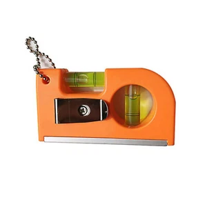 Mini Keychain Levelling Ruler W/ Magnet Base V Stripe Spirit Level Bubble Clamp - Picture 1 of 8