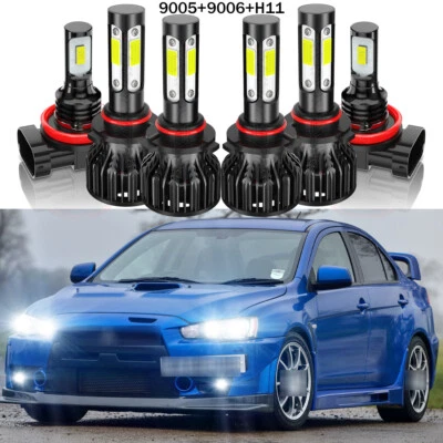 Para Fit Mitsubishi Lancer 2008-2015 Faros LED + Kit de luces antiniebla 6000K - Image 1 of 4