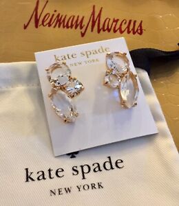 KATE SPADE NEW YORK "FACETED CRYSTAL CLUSTER" STUD LARGE EARRINGS CRYSTAL CLEAR