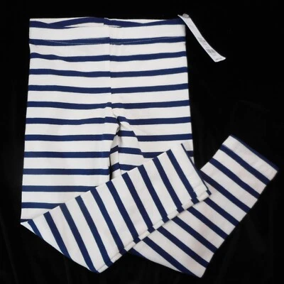 Carter's Little Girl 5 码条纹打底裤白色海军蓝全新带标签 — 第 1/4 张图片