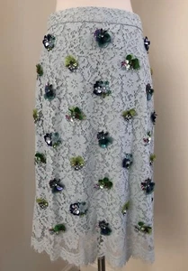 New Jcrew Collection Mint Kiki Unicorn Lace Jewel Embelished Rhinestone Skirt 6 - Picture 1 of 12