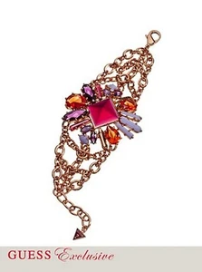 NWT Guess Exclusive Rose-Gold Metal Bright Colors Stone Bracelet Retails $180 - Picture 1 of 10