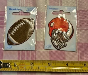 FOOTBALL HELMET Lot Of 2 JACKET VEST HAT CLOTHING CRAFTS BACKPACK IRON ON PATCH - Picture 1 of 10
