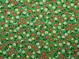 Cranston Green Calico Fabric Small Tiny Floral Vintage VIP Fabrics 33x26” - Picture 1 of 5