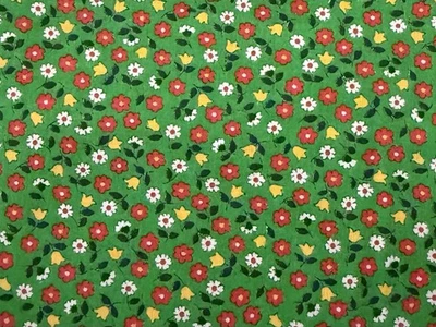 Cranston Green Calico Fabric Small Tiny Floral Vintage VIP Fabrics 33x26” - Image 1 of 4