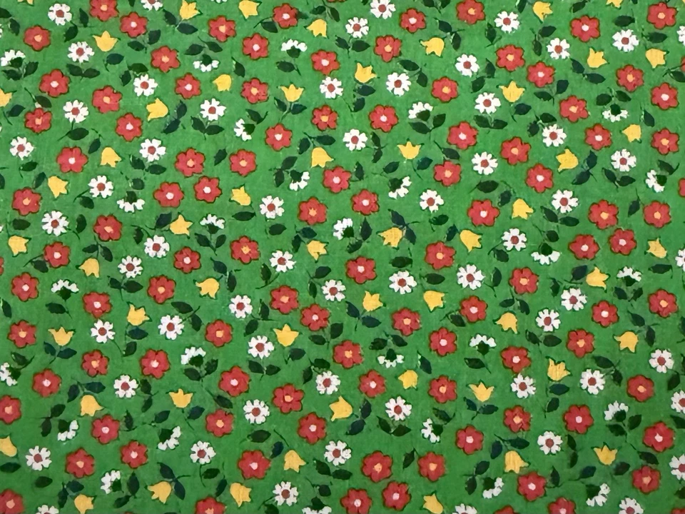 Cranston Green Calico Fabric Small Tiny Floral Vintage VIP Fabrics 33x26” - Image 1 of 4