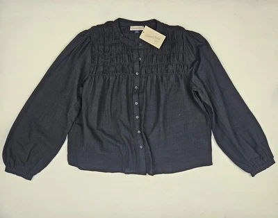 Blusa Top Universal Thread Mujer Negra Canesú Calado Manga Larga Talla S - NUEVA Foto 1 de 3