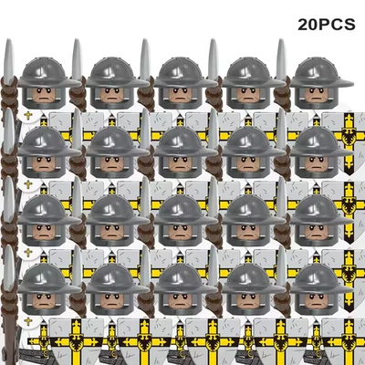 Minifiguras de caballero de ladrillo entrelazadas x21 romanos medievales espartanos griegos NUEVO Foto 1 de 4